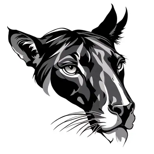 Panther Eyes With Horse