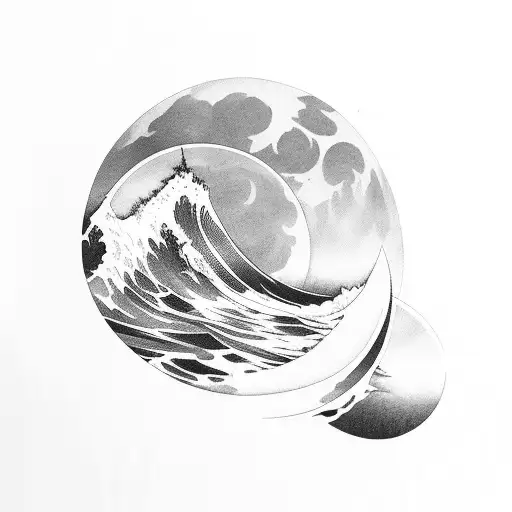 Ocean Wave With Moon Rising