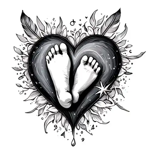 Baby And Heart Foot And Feather Infinite Sign Star Date