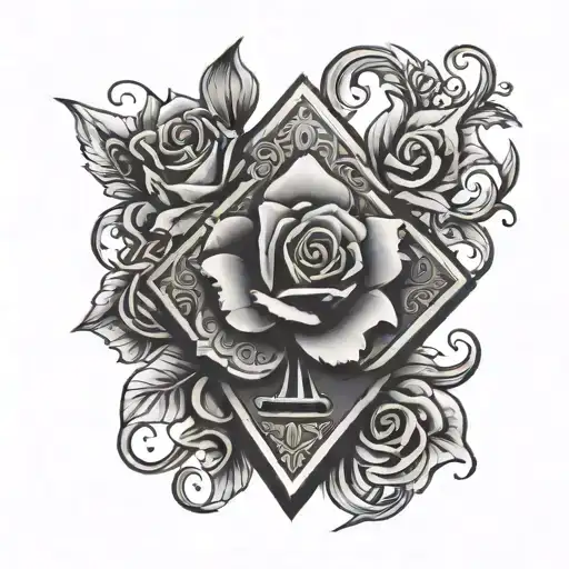 Ace Of Spade With A Rose Growing