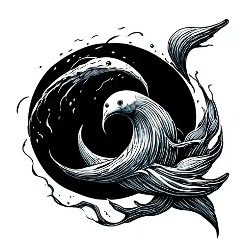 Minimalist Line Drawing Of Ocean Symbol Small