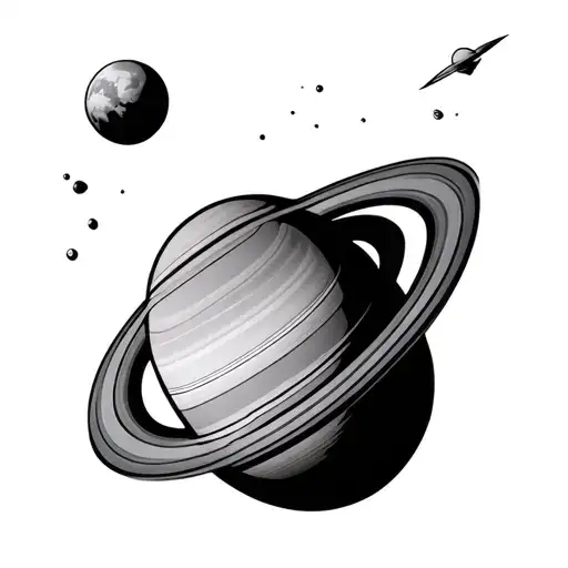 Saturn Planet With Flashes Like Stripes That Fly