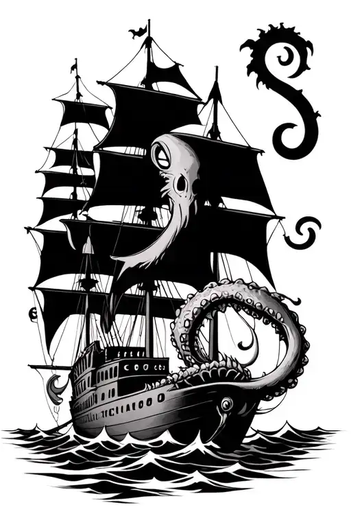 Kraken And Ship