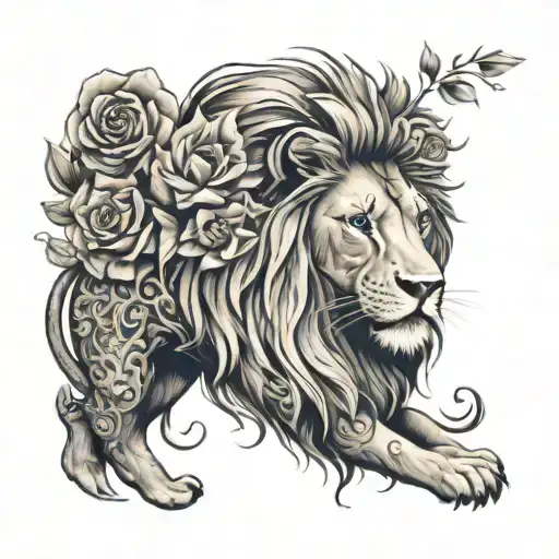 World And Lion And Flowers And Dark And