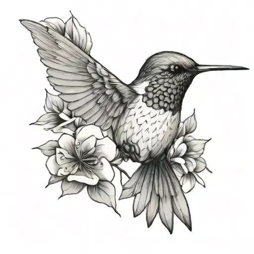 Humming Bird Fine Line Drawing