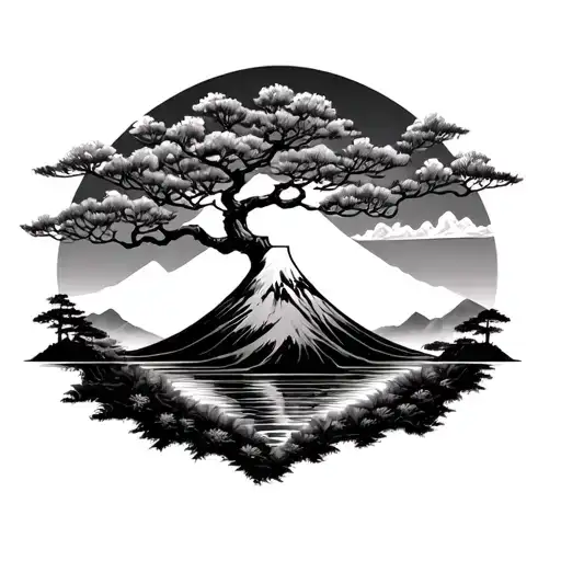 Tree Of Life And Mount Fuji Background