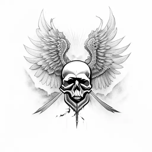 Skull With Fading Wings