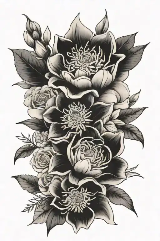 Flowers Bouquet Fine Line Bouquet