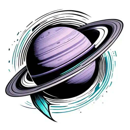 Saturn Planet What Is Acutela Style In Violet And Turquoise Colors