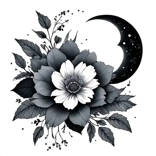 Triple Moon Above Flowers