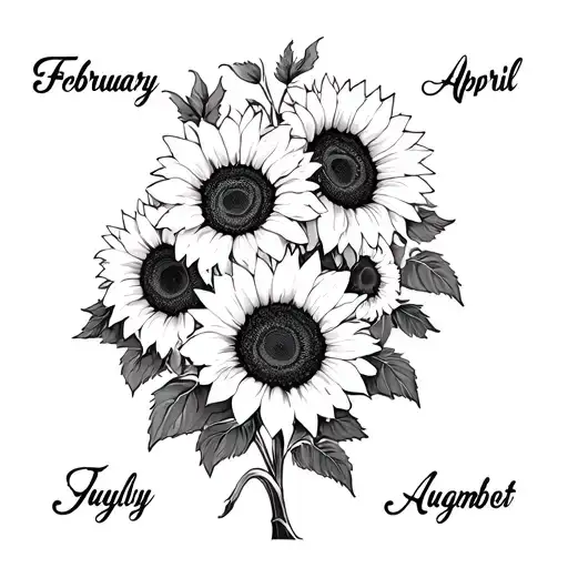 Sunflowers And Birth Months February April July August And November