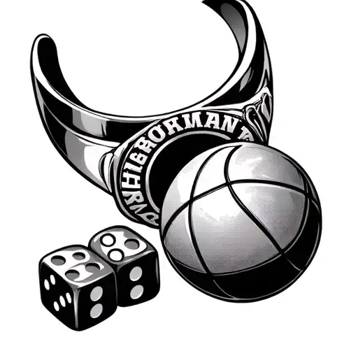 Rolling Dice And Basketball And Championship Ring