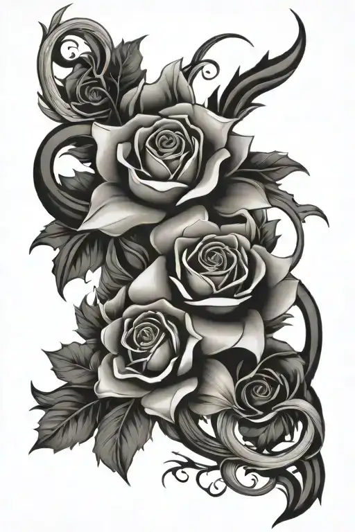 Flowers Intertwined Western Background Black Grey Style Arm Sleeve