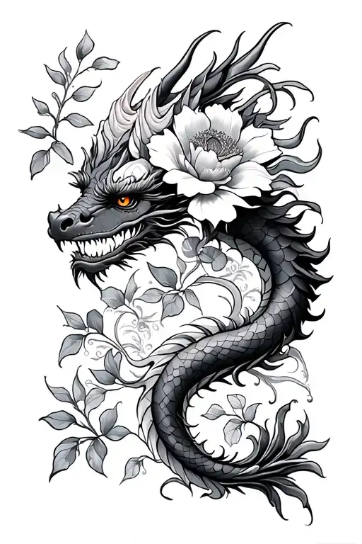Flower Sleeve With Dragon