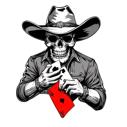 Western Skull Cowboy With Cards