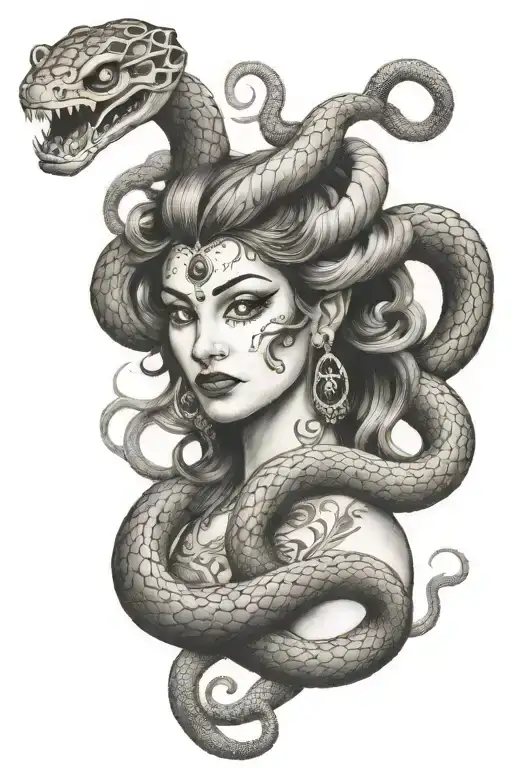Devi With Snake Slithering