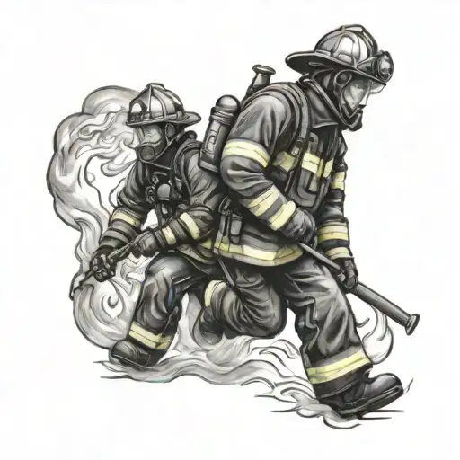 Firefighter Battling Flames