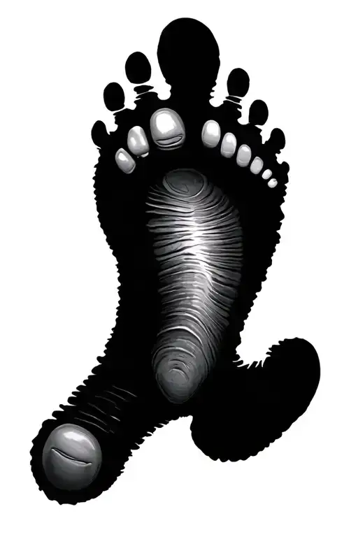 Baby Side Profile With Foot Print Inside