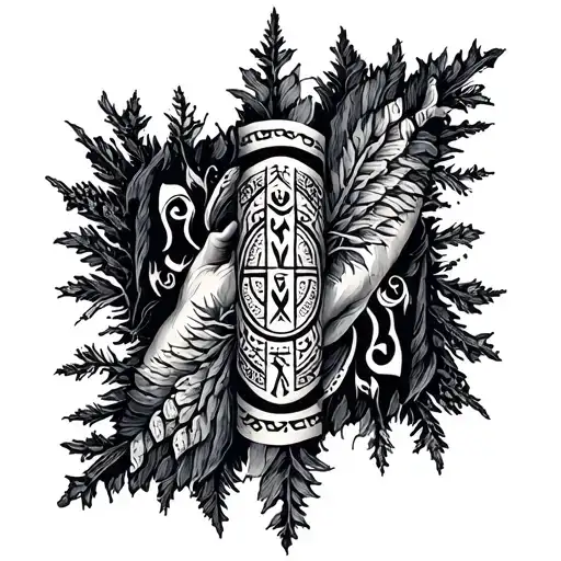 Forest Slavic Runes And Patterns On The Forearm