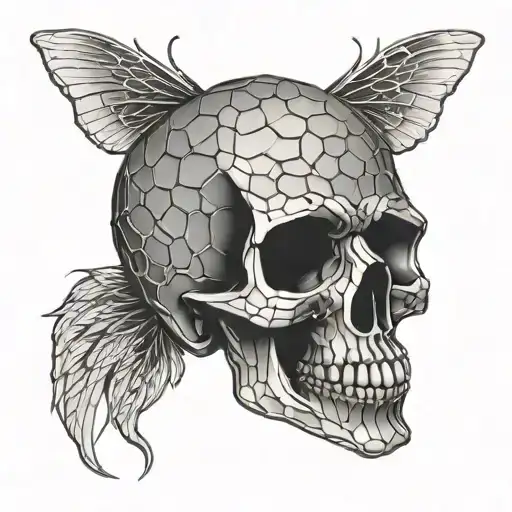 A Diamond-studded Skull With A Honeycomb Overlay