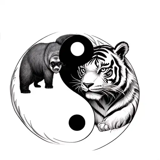 Panda Bear And Tiger Yin Yang Symbol