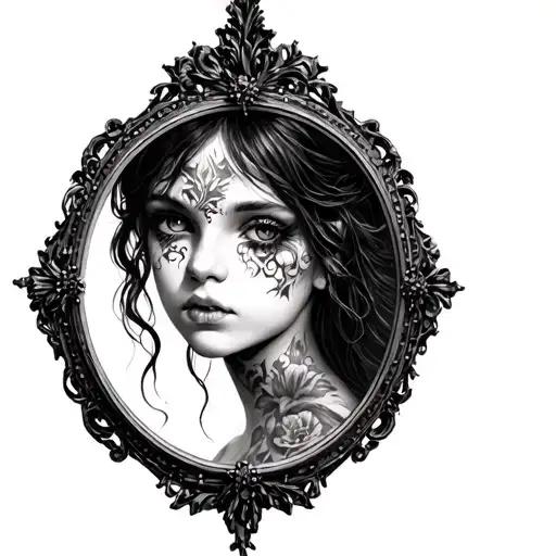 Gothic Mirror With Girl Face