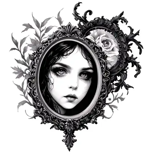 Gothic Mirror With Girl Face