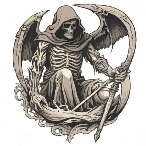 Creation Of Adam With Adam Being Replaced By Grim Reaper Hold A Scythe And