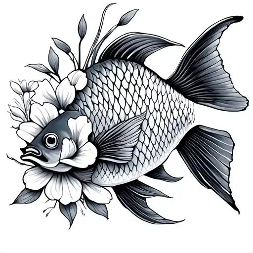Pisces Fish With Flowers