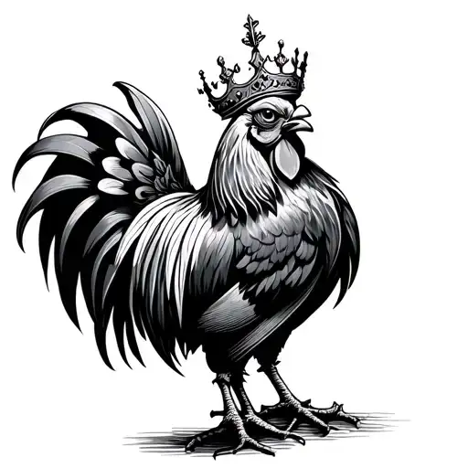 Noble Rooster Wearing A Crown