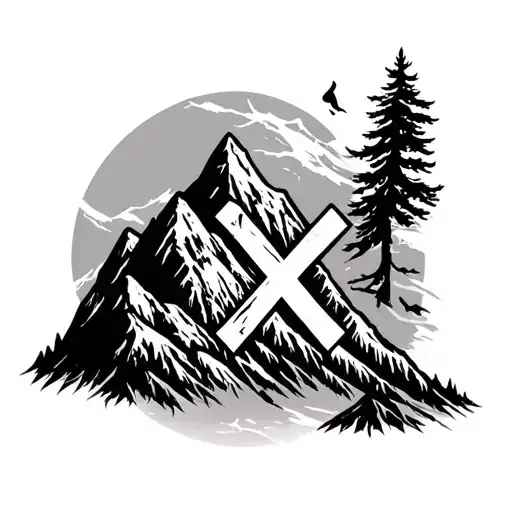 Mountains Freedom Of Courage Symbols Cross X