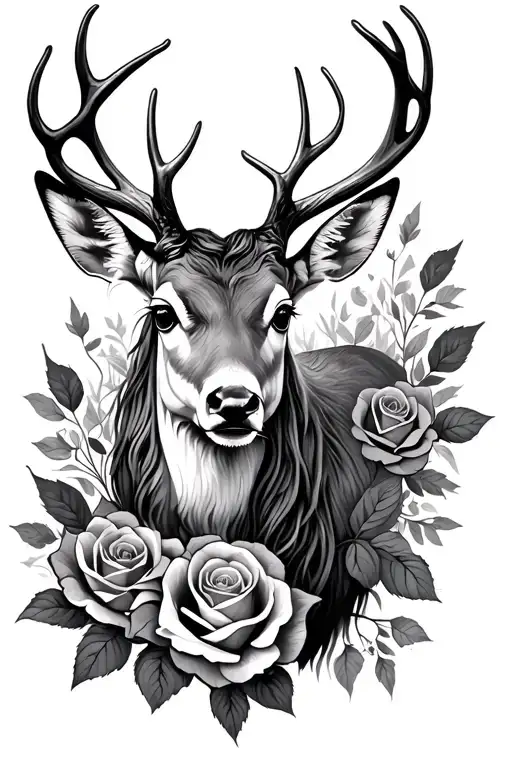 Deer With Intertwined Roses