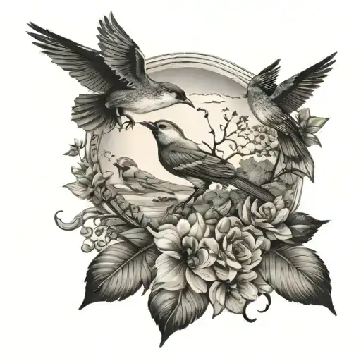 4 Birds And Nature Scene