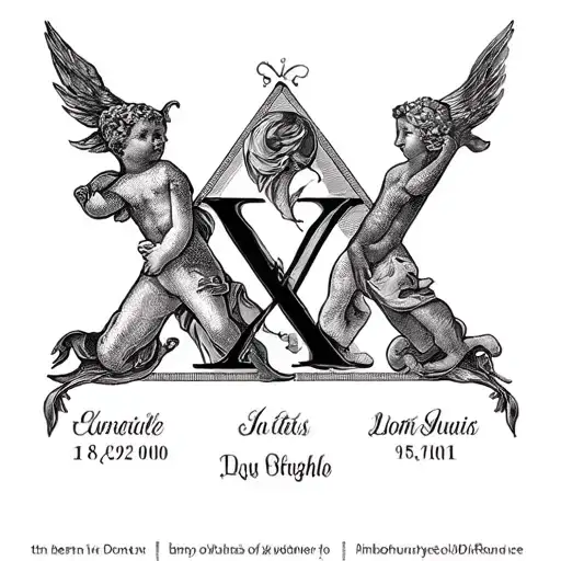 3 Children's Dates Of Birth In Roman Numerals Arranged In A Triangle