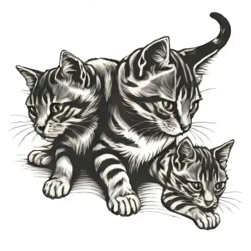 Six Mini Cat Playing