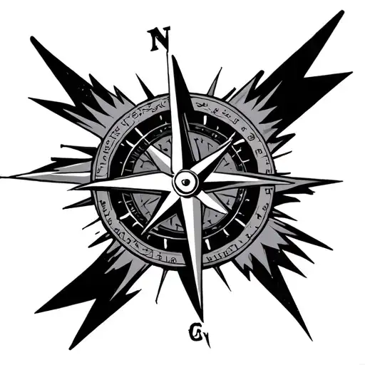 Lightening Bolts Surrounding A Compass