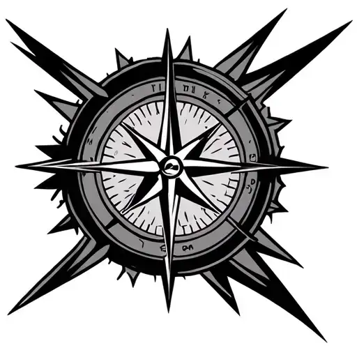 Lightening Bolts Striking Around A Compass