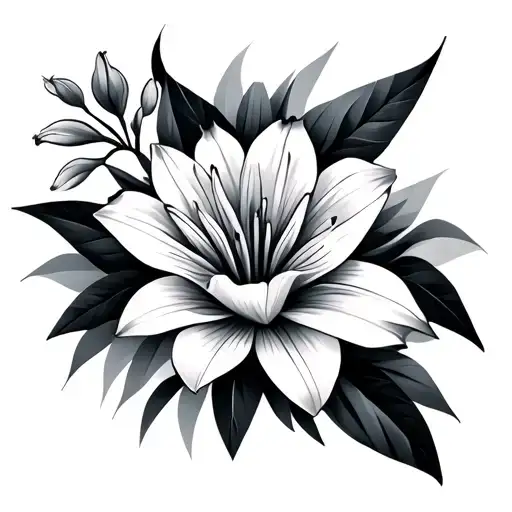 Lily And Chrysanthemum Geometric Design Incorporating