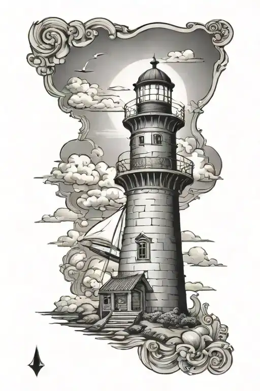 The Tower Tarrot Card With A Lighthouse As Tower Tattoo