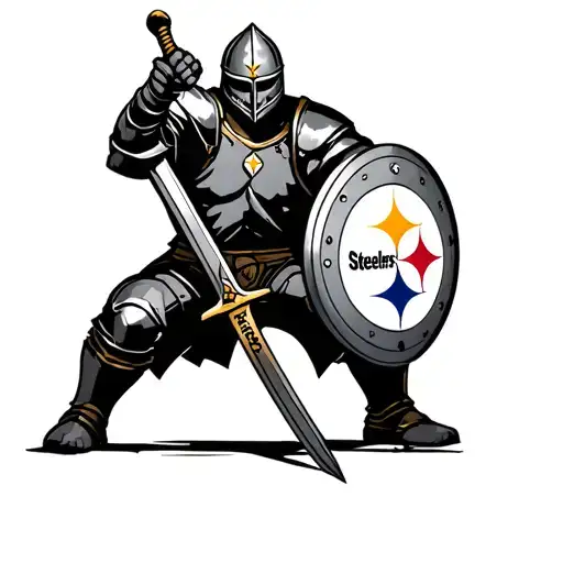 Pittsburgh Steelers Knight Holding A Shield And Sword Kneeling