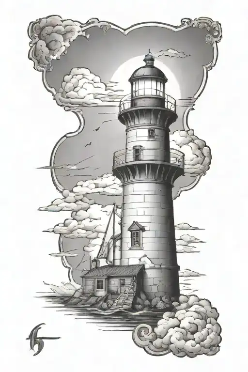 Lighthouse Getting Struck By Lightning Bolt