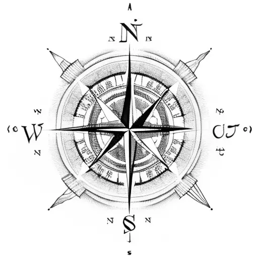 Compass Back Some Mountains With Trees