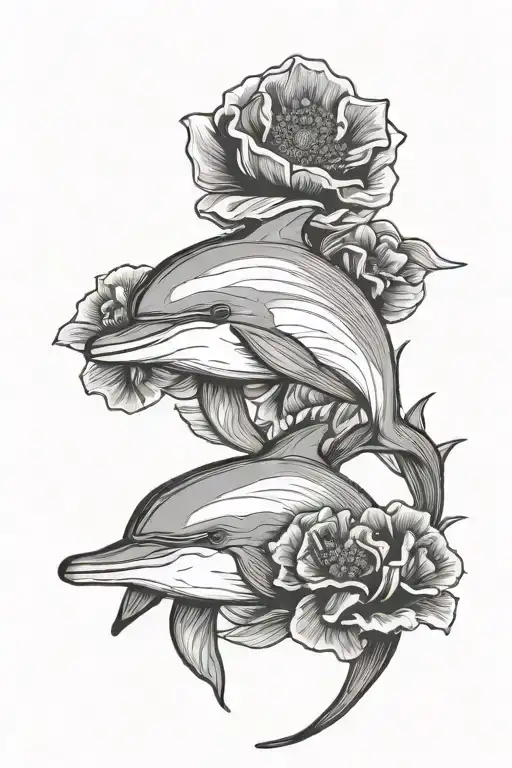 Poppy And Dolphin Fine Line