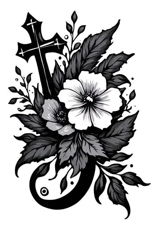Floral With Cross Intertwined