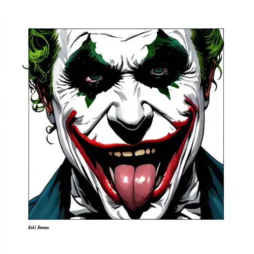 Joker Looking At The Top That Makes His Tongue