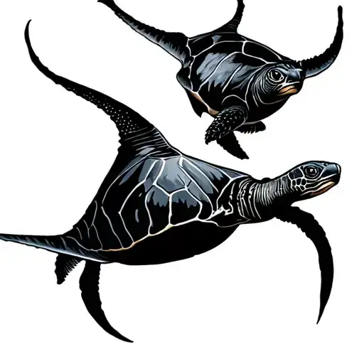 Manta Ray And Turtle