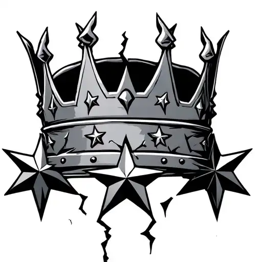 A Cracked Crown With 3 Stars Underneath It
