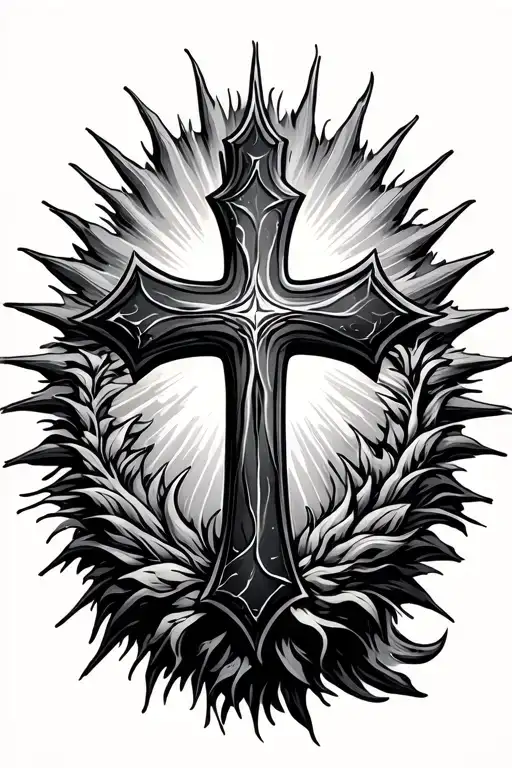 3D Cross Surrounded Sun Rays