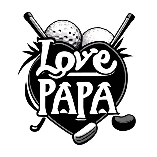 Love Papa With Golf Club In Between Words