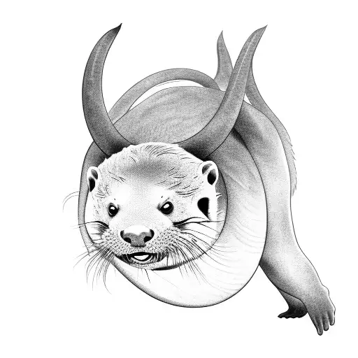 Otter Riding A Bull In A Rodeo